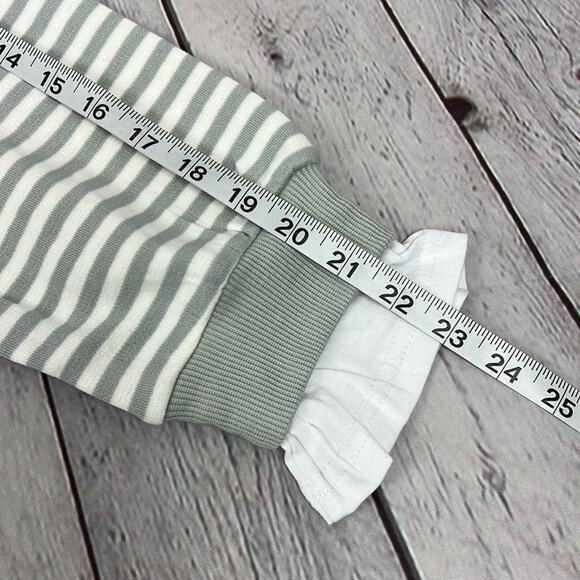 Anthropologie Sweatshirt Grey Stripe Built in Blouse SZ L Layering Basic Cali Be - Picture 6 of 8